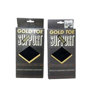 Gold Toe Calvert's Support Comfort Socks 2 Pairs Vintage Unisex Sz L Black 90s